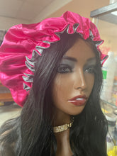 Load image into Gallery viewer, Pink/ Gold Satin Bonnet

