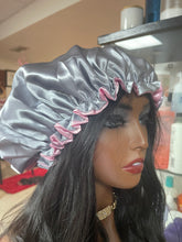 Load image into Gallery viewer, Gray\ Pink Satin Bonnets
